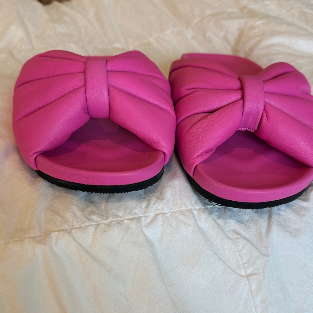 Balenciaga Fuchsia Bow Slide Sandals - Picture 4 of 4